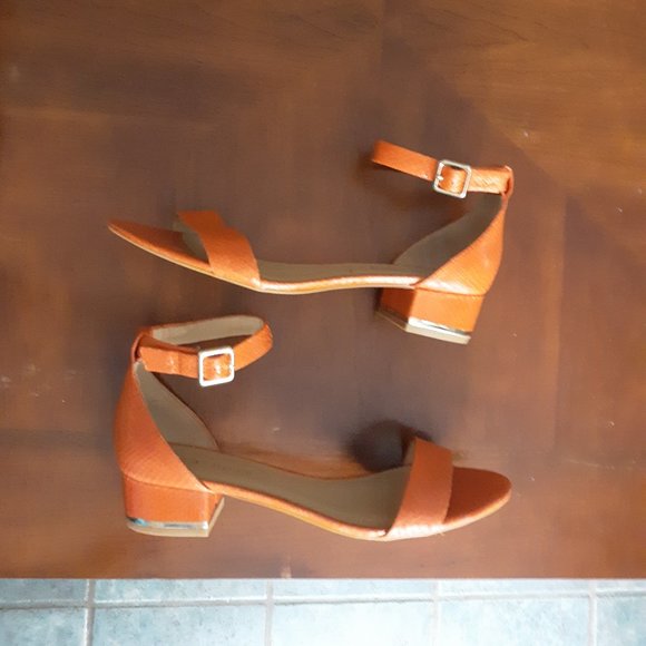 orange low heel sandals